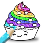 cupcakes coloring book glitter android application logo